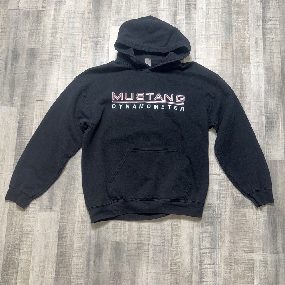 Vintage Mustang Dynamometer Performance Racing Black Hoodie Men's Medium Gildan